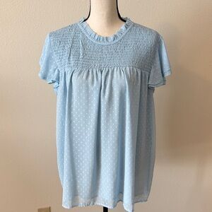 Sky Blue Smocked Women's Blouse